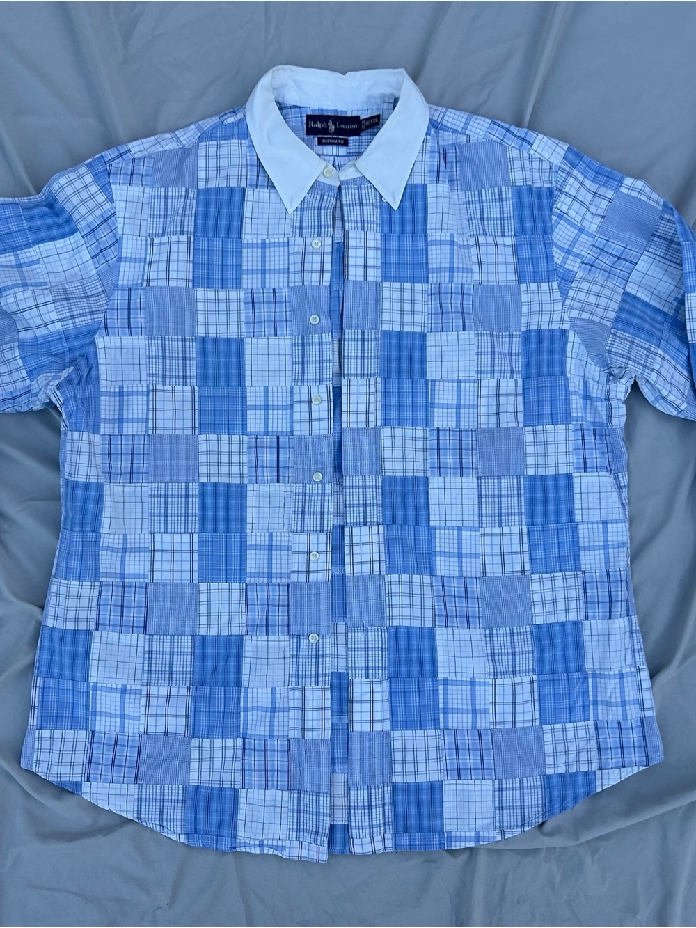 Ralph Lauren Blue Patchwork Plaid Button-Up Shirt